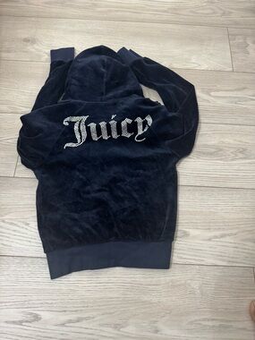 Vetements navy blue Velour Hoodie & sweatpants with Crystal Logo size Small